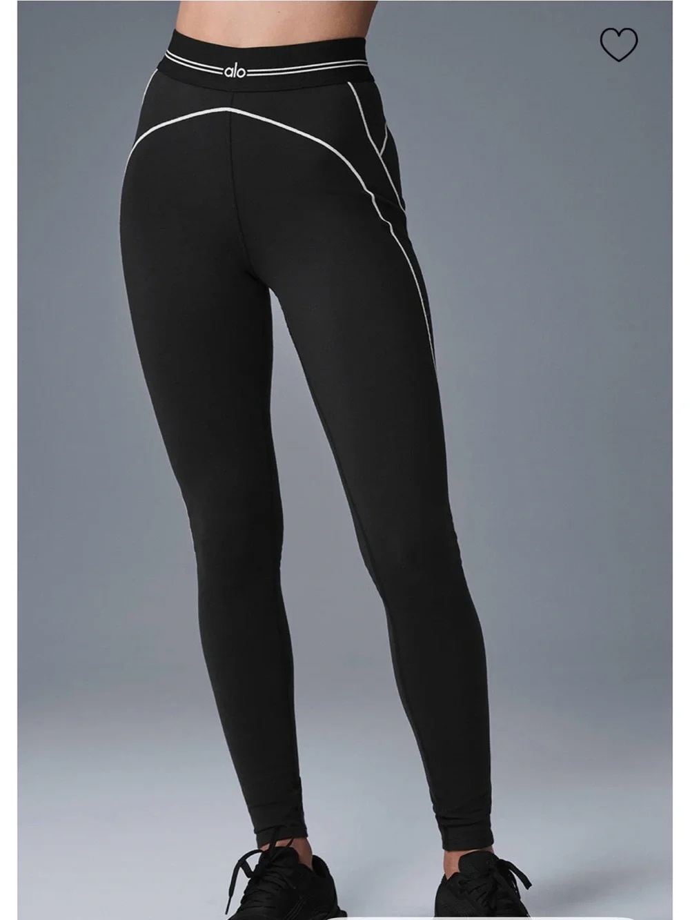 ALO Yoga Black Leggings with White Contrast Piping